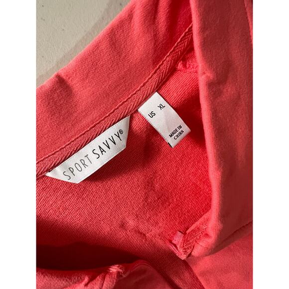 Sport Savvy French Terry Polo Collar Zip Raglan Sleeve Dress CORAL NWOT SIZE XL - Picture 6 of 9